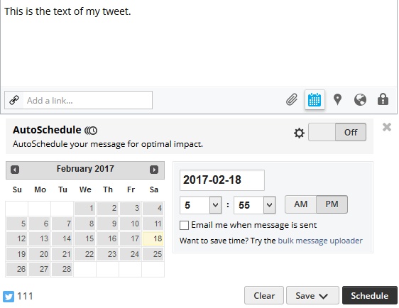 Hootsuite - schedule the tweets.